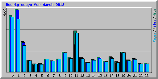 Hourly usage for March 2013