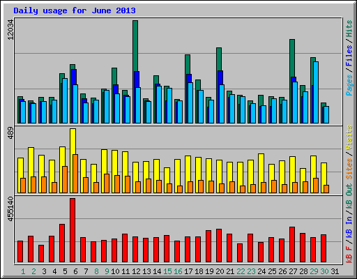 Daily usage for June 2013