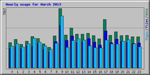 Hourly usage for March 2013