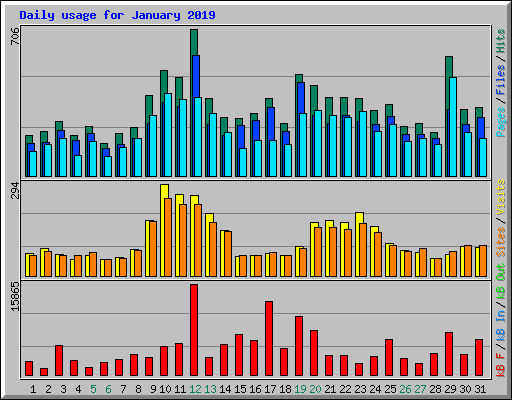 Daily usage for January 2019