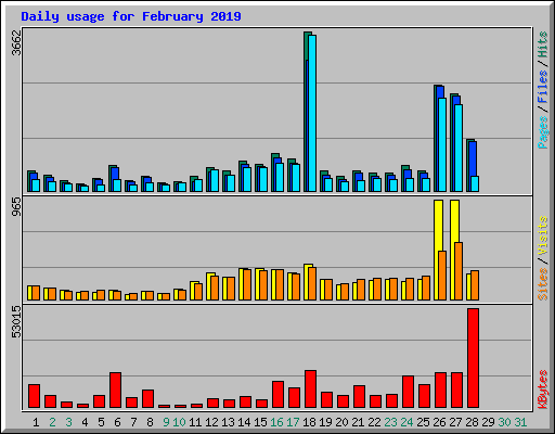 Daily usage for February 2019