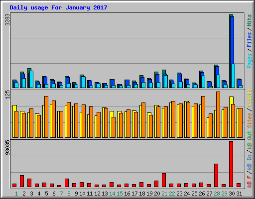 Daily usage for January 2017