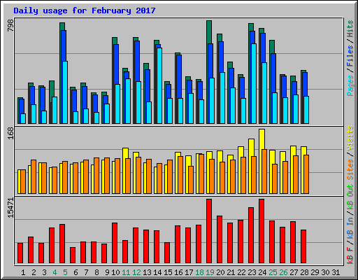 Daily usage for February 2017