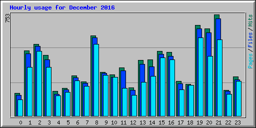 Hourly usage for December 2016