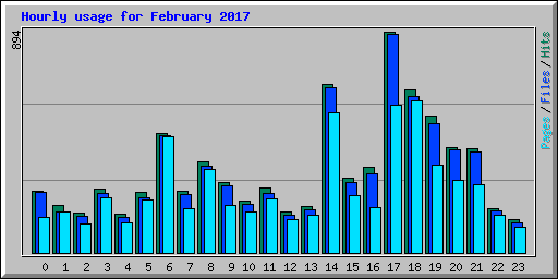 Hourly usage for February 2017