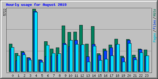 Hourly usage for August 2019